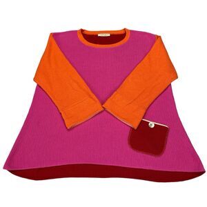 Margaret Winters Sweater Large Colorblock Lagenlook Made in USA